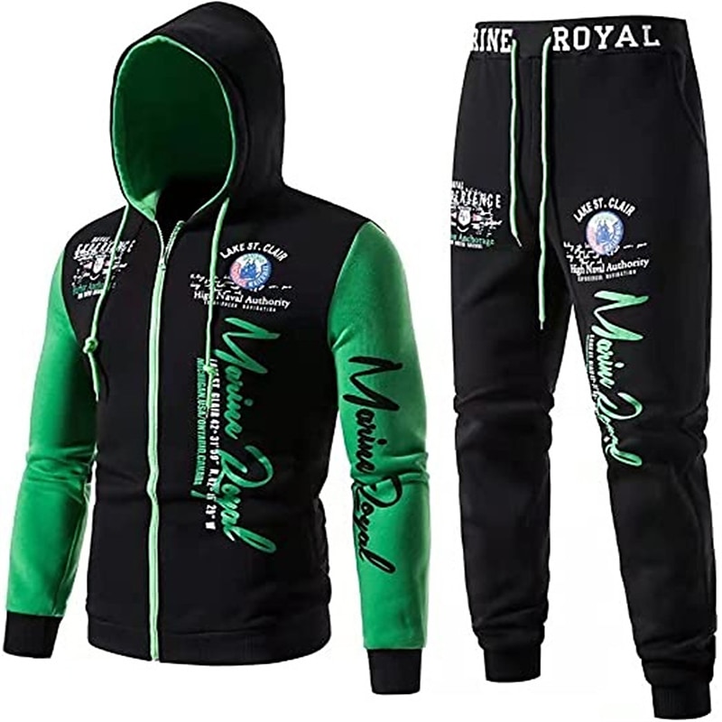 Color Block Graphic Tracksuit Set